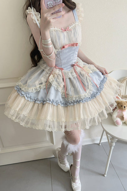 Sweet Lolita JSK - Flower Season, 4 Colors, Ballet-Inspired Style, Bow Detail, Lace Trim - additional product view 19