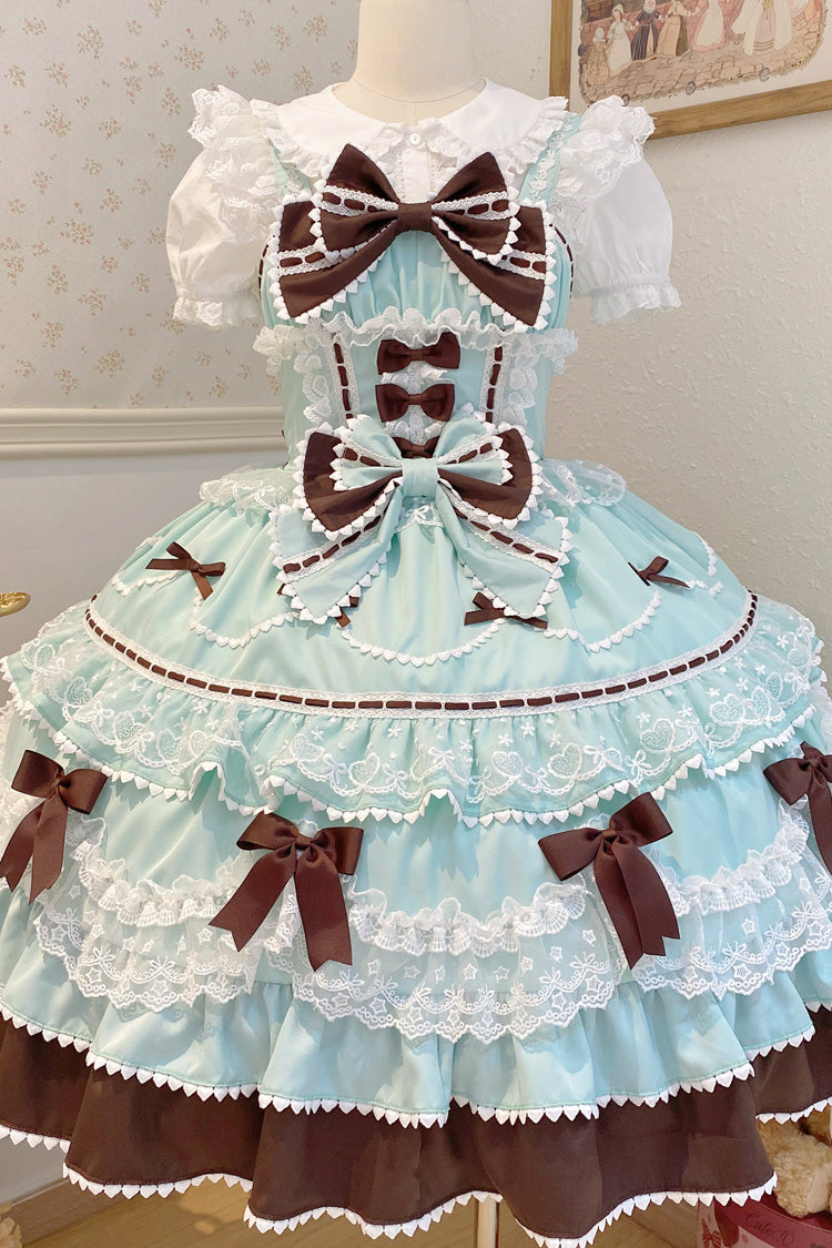 Sweet Lolita JSK - Fondant Cake, Mint-Chocolate, Lace Trim, Ruffled, Layered - additional product view 3