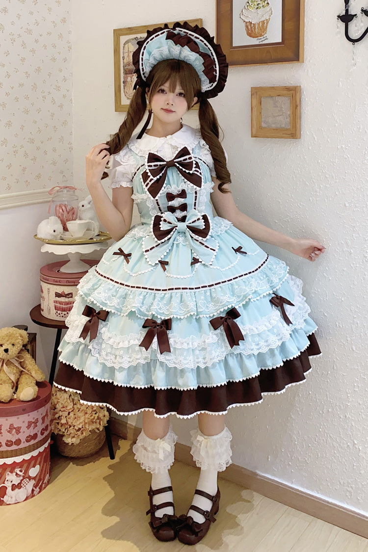 Sweet Lolita JSK - Fondant Cake, Mint-Chocolate, Lace Trim, Ruffled, Layered - additional product view 5