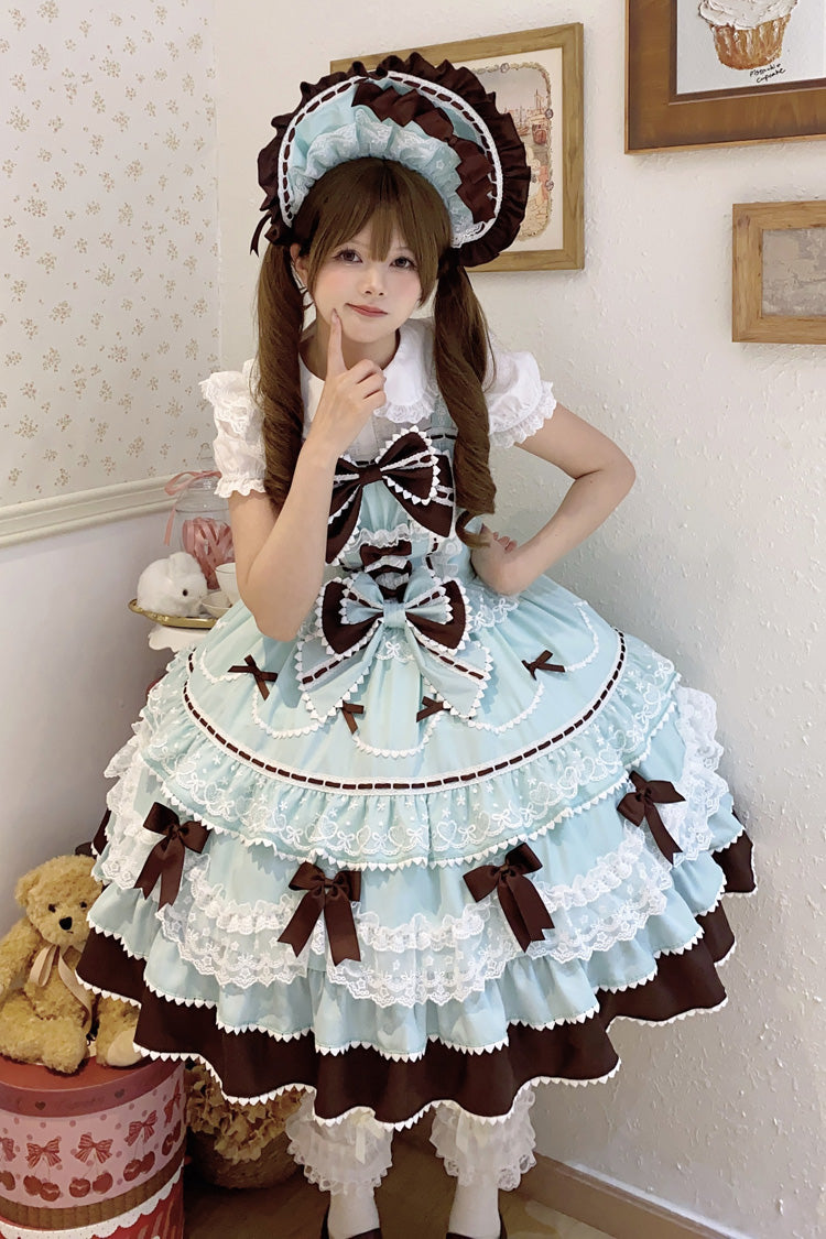Sweet Lolita JSK - Fondant Cake, Mint-Chocolate, Lace Trim, Ruffled, Layered - additional product view 7