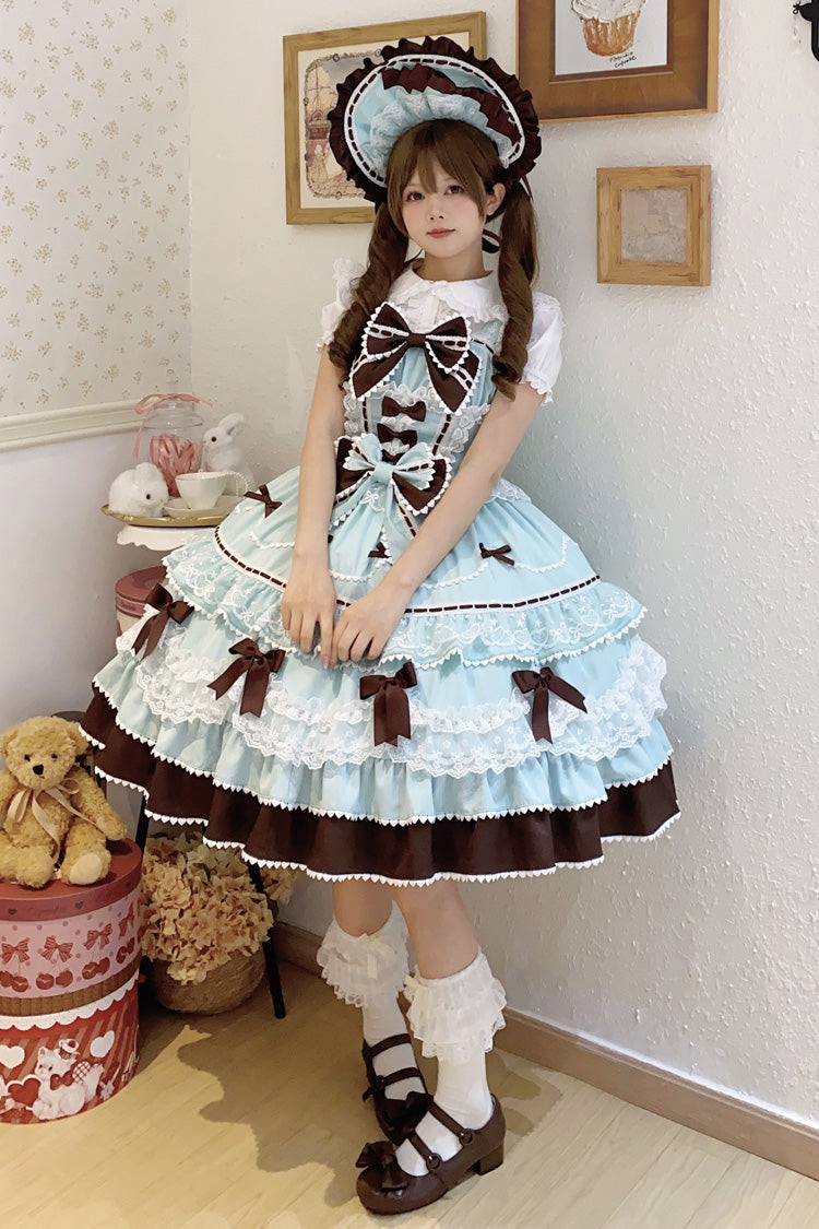 Sweet Lolita JSK - Fondant Cake, Mint-Chocolate, Lace Trim, Ruffled, Layered - additional product view 8