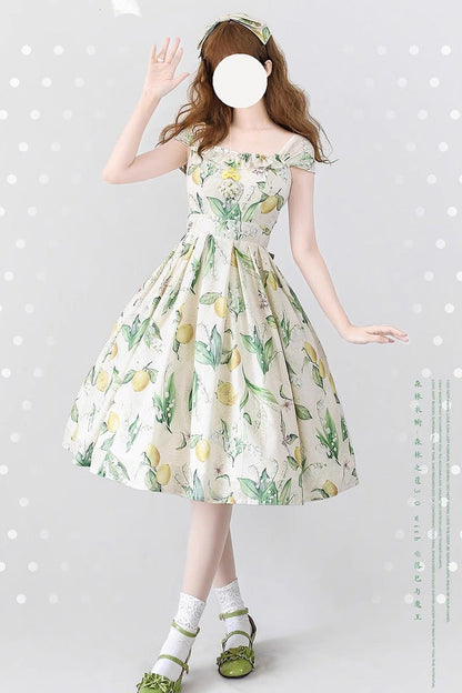 Sweet Lolita JSK - Forest Basket, 2 Colors, Bow Detail, Printed - additional product view 2
