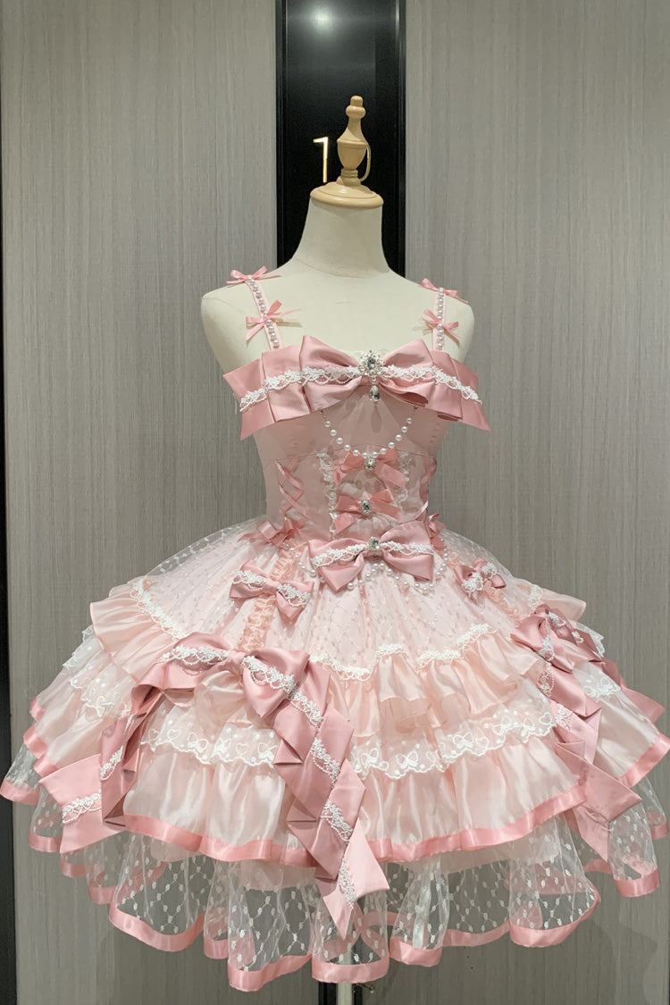 Sweet Lolita JSK - Gem Love, Pink, Lace Trim, Ruffled, Printed - additional product view 3