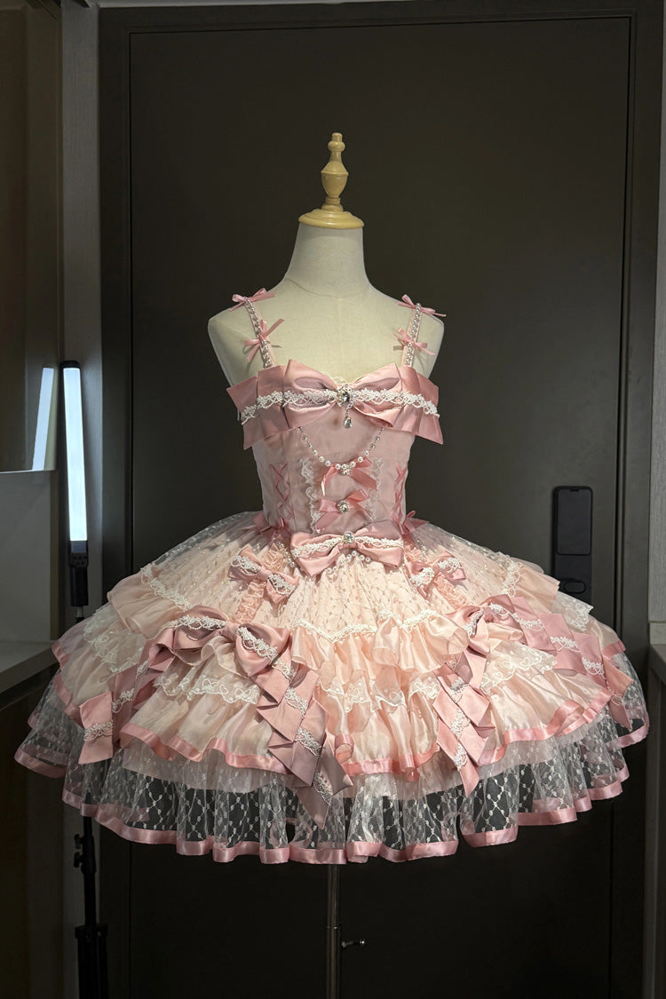 Sweet Lolita JSK - Gem Love, Pink, Lace Trim, Ruffled, Printed - additional product view 7