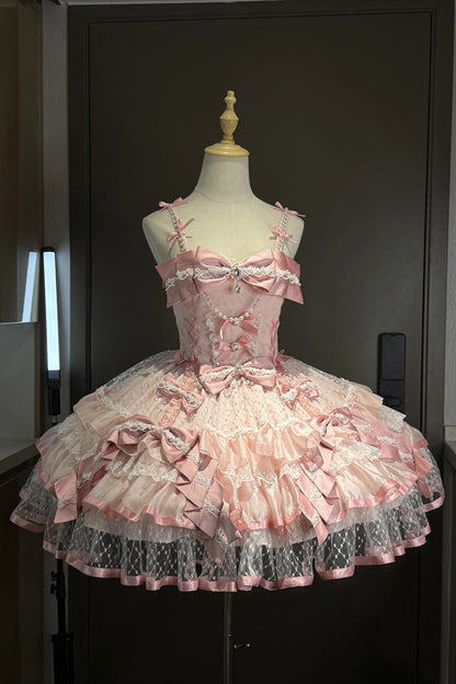 Sweet Lolita JSK - Gem Love, Pink, Lace Trim, Ruffled, Printed - additional product view 7