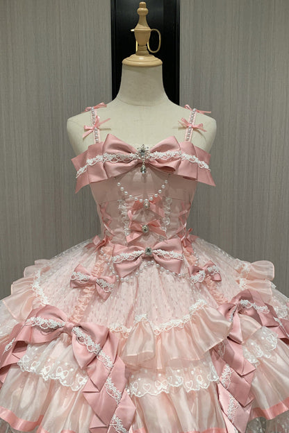 Sweet Lolita JSK - Gem Love, Pink, Lace Trim, Ruffled, Printed - additional product view 9