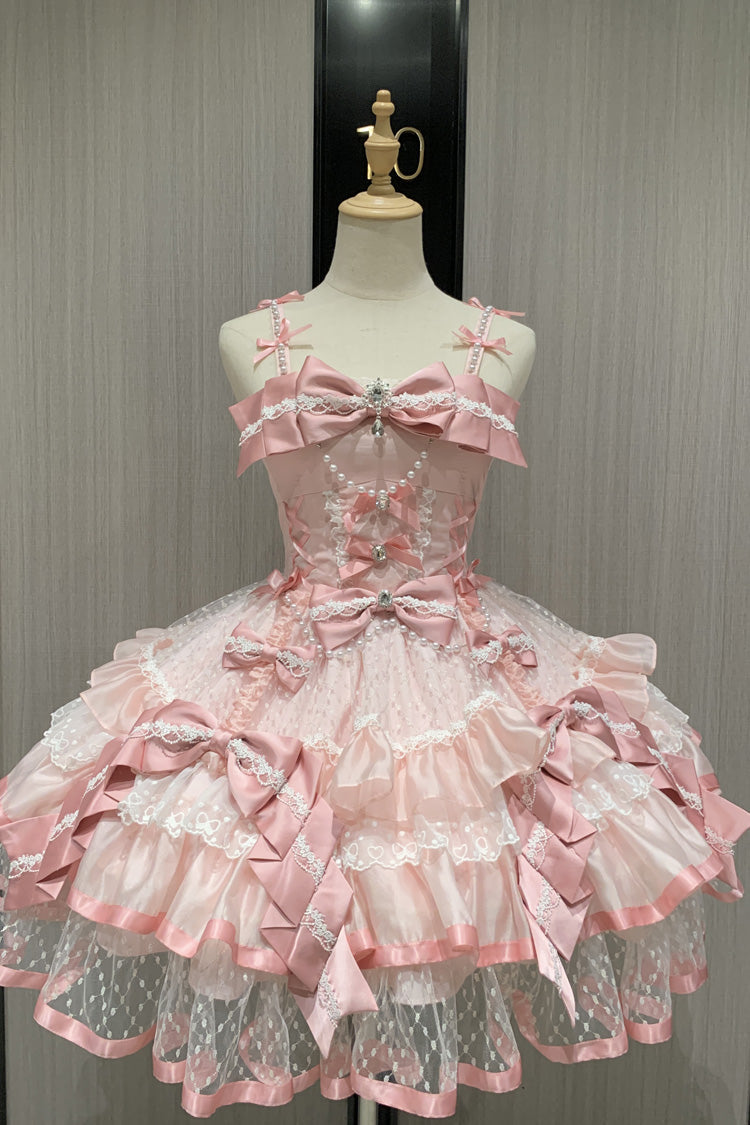 Sweet Lolita JSK - Gem Love, Pink, Lace Trim, Ruffled, Printed - main product image