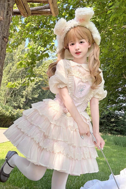 Sweet Lolita JSK - Good Night, Tulip, 2 Colors, Embroidered, Layered - additional product view 7