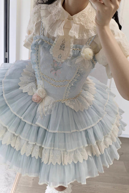 Sweet Lolita JSK - Good Night, Tulip, 2 Colors, Embroidered, Layered - additional product view 10