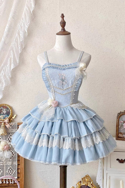 Sweet Lolita JSK - Good Night, Tulip, 2 Colors, Embroidered, Layered - main product image