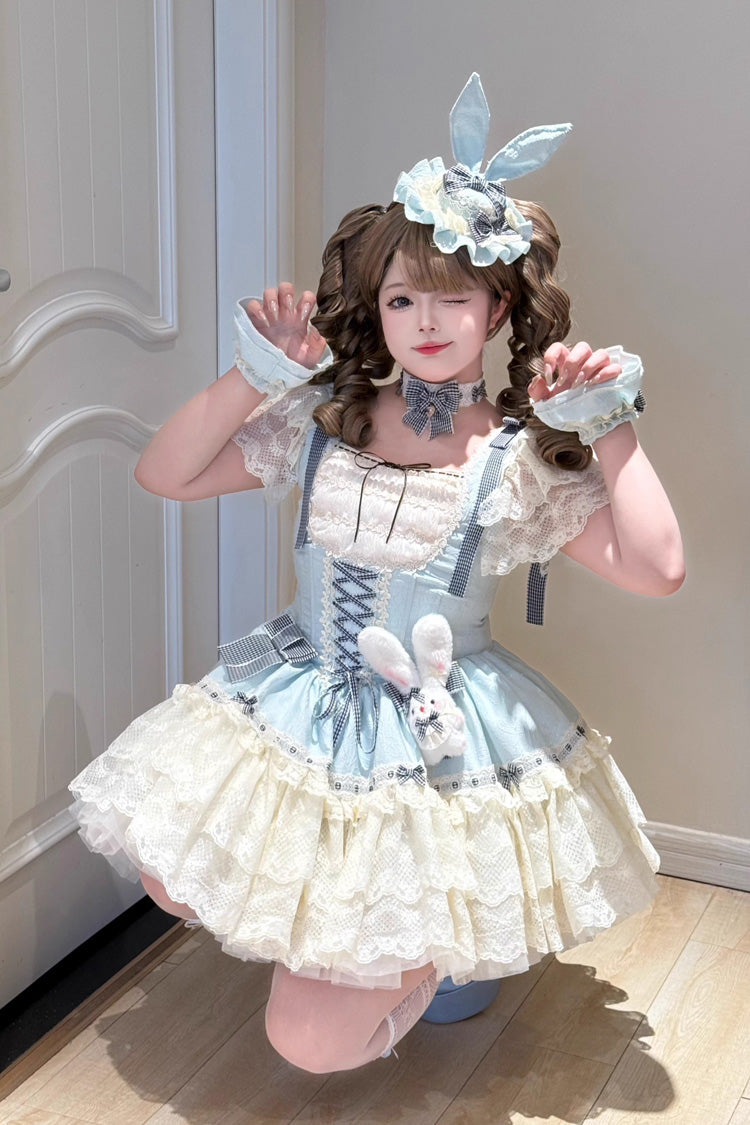 Sweet Lolita JSK - Goodnight Alice, 3 Colors, Lace Trim, Ruffled, Lace-Up - additional product view 3