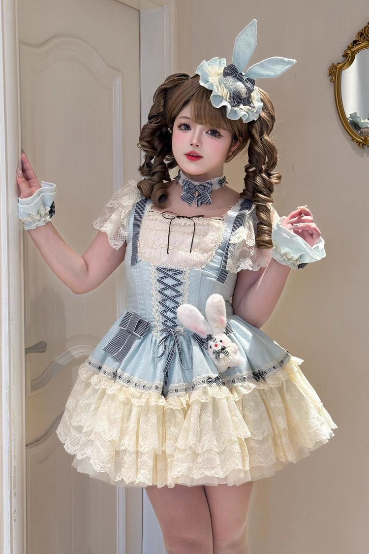 Sweet Lolita JSK - Goodnight Alice, 3 Colors, Lace Trim, Ruffled, Lace-Up - additional product view 4