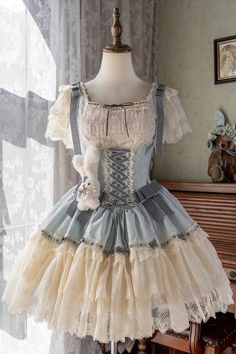 Sweet Lolita JSK - Goodnight Alice, 3 Colors, Lace Trim, Ruffled, Lace-Up - additional product view 6