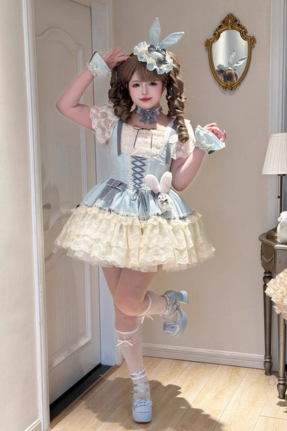 Sweet Lolita JSK - Goodnight Alice, 3 Colors, Lace Trim, Ruffled, Lace-Up - additional product view 8