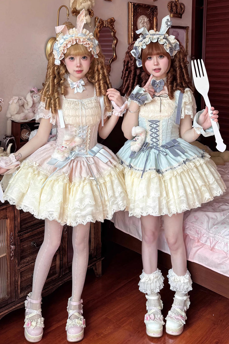 Sweet Lolita JSK - Goodnight Alice, 3 Colors, Lace Trim, Ruffled, Lace-Up - additional product view 9