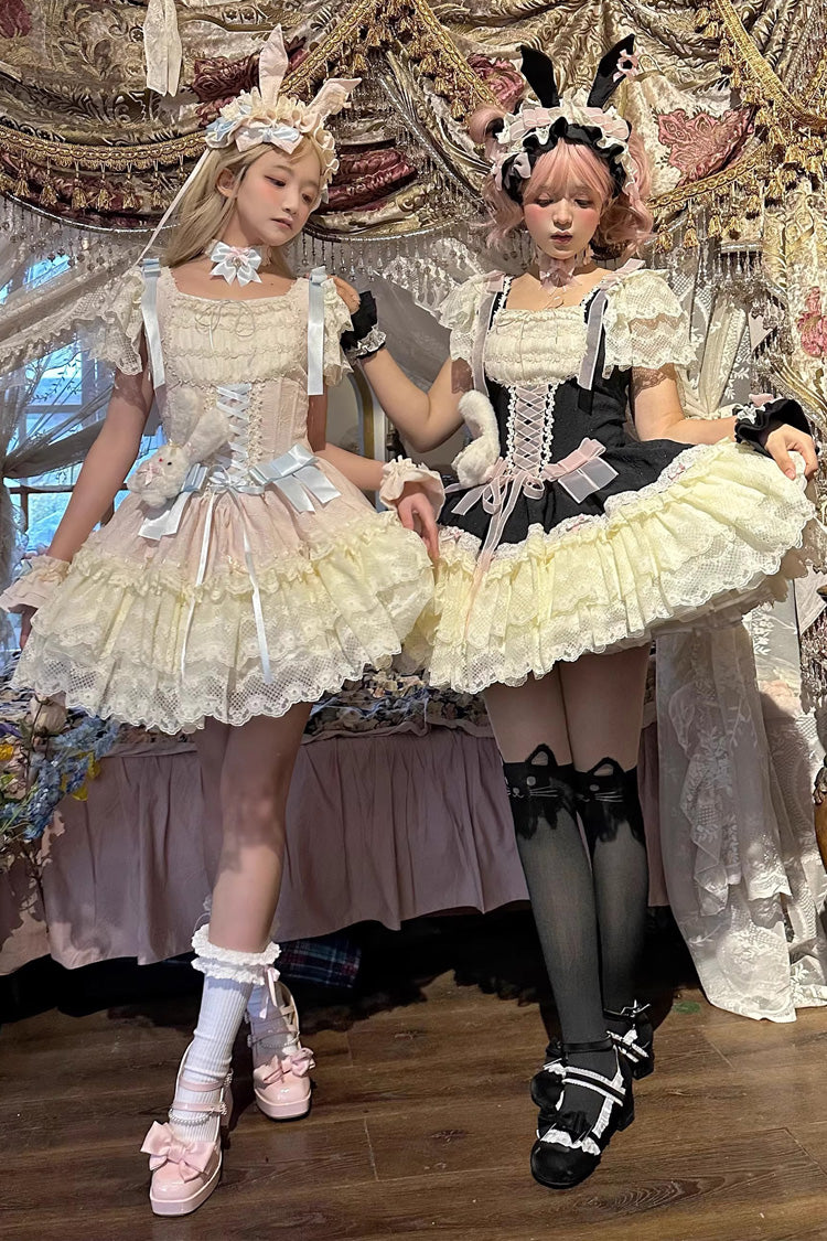 Sweet Lolita JSK - Goodnight Alice, 3 Colors, Lace Trim, Ruffled, Lace-Up - additional product view 10