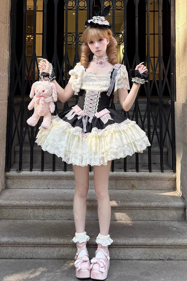 Sweet Lolita JSK - Goodnight Alice, 3 Colors, Lace Trim, Ruffled, Lace-Up - additional product view 13