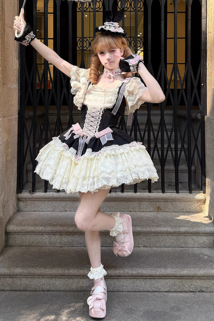 Sweet Lolita JSK - Goodnight Alice, 3 Colors, Lace Trim, Ruffled, Lace-Up - additional product view 14