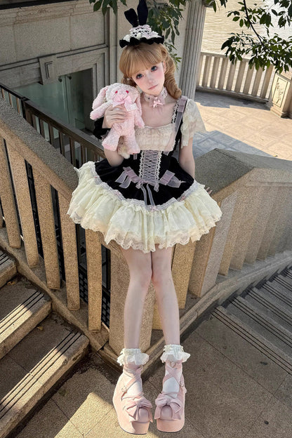 Sweet Lolita JSK - Goodnight Alice, 3 Colors, Lace Trim, Ruffled, Lace-Up - additional product view 15