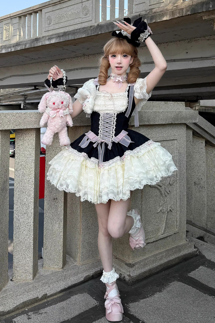 Sweet Lolita JSK - Goodnight Alice, 3 Colors, Lace Trim, Ruffled, Lace-Up - additional product view 17