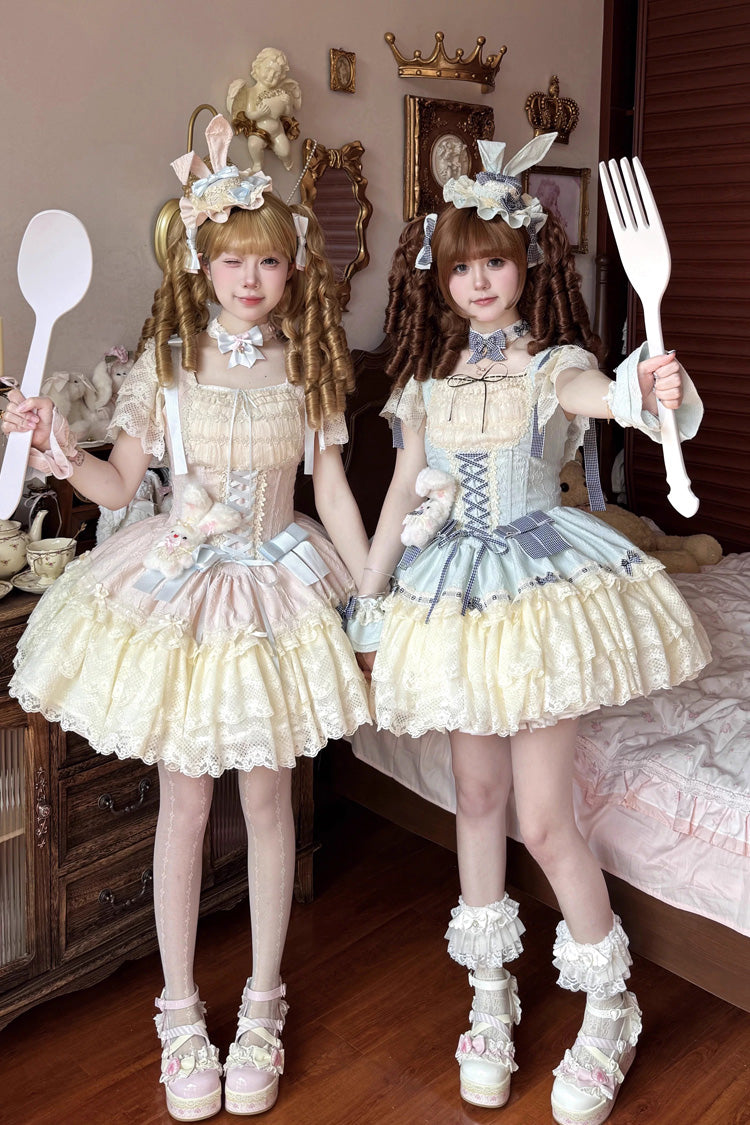 Sweet Lolita JSK - Goodnight Alice, 3 Colors, Lace Trim, Ruffled, Lace-Up - additional product view 18