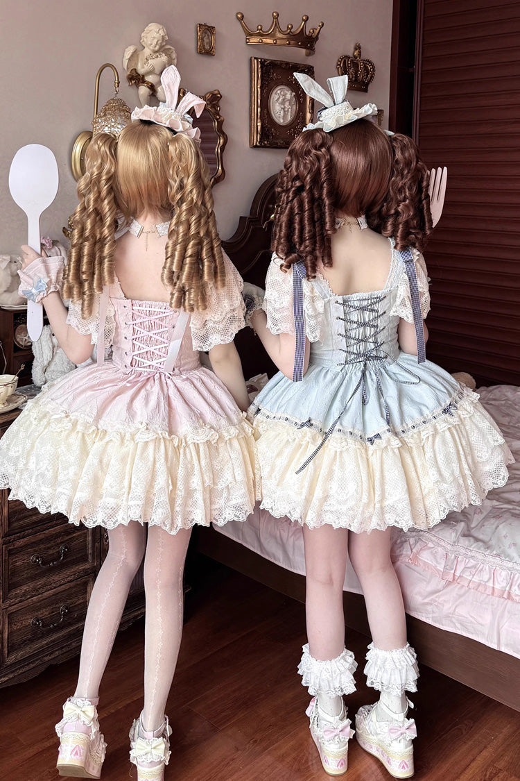 Sweet Lolita JSK - Goodnight Alice, 3 Colors, Lace Trim, Ruffled, Lace-Up - additional product view 19
