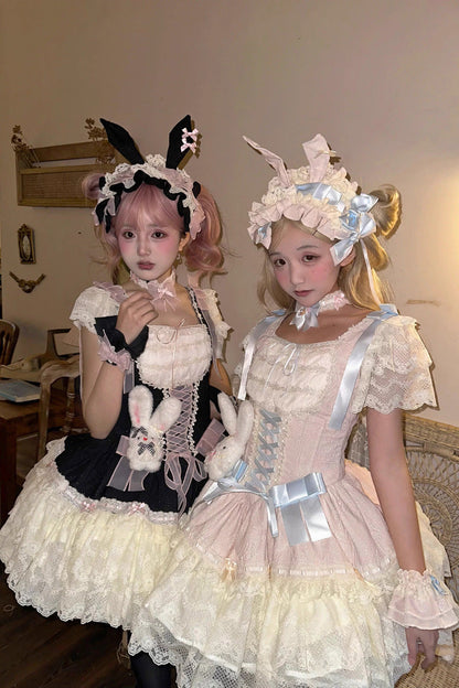 Sweet Lolita JSK - Goodnight Alice, 3 Colors, Lace Trim, Ruffled, Lace-Up - additional product view 20