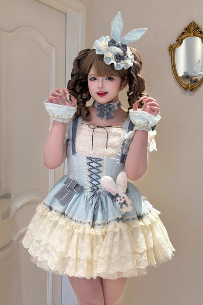 Sweet Lolita JSK - Goodnight Alice, 3 Colors, Lace Trim, Ruffled, Lace-Up - main product image