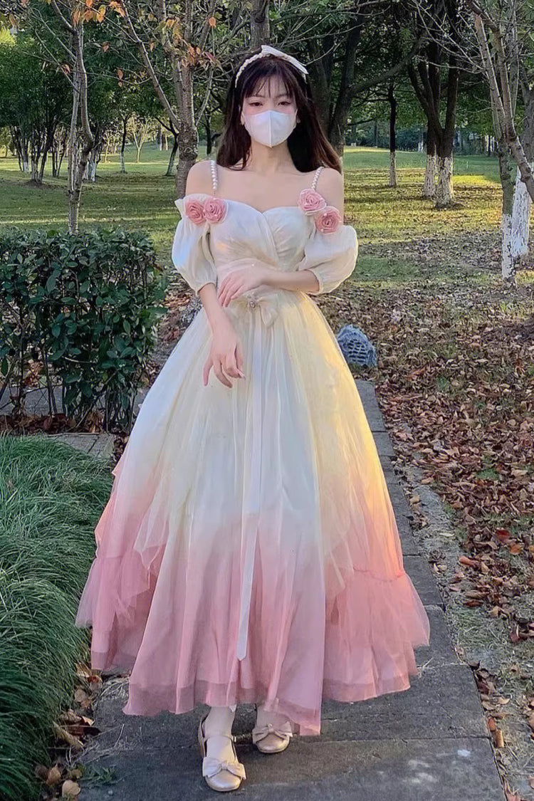 Sweet Lolita JSK - Gradient Pink Gorgeous, Pink, Bow Detail - Kawaii Layering Dress - additional product view 2