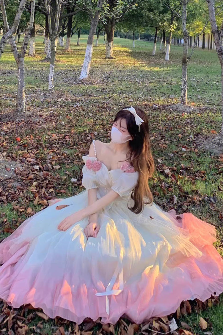 Sweet Lolita JSK - Gradient Pink Gorgeous, Pink, Bow Detail - Kawaii Layering Dress - additional product view 3