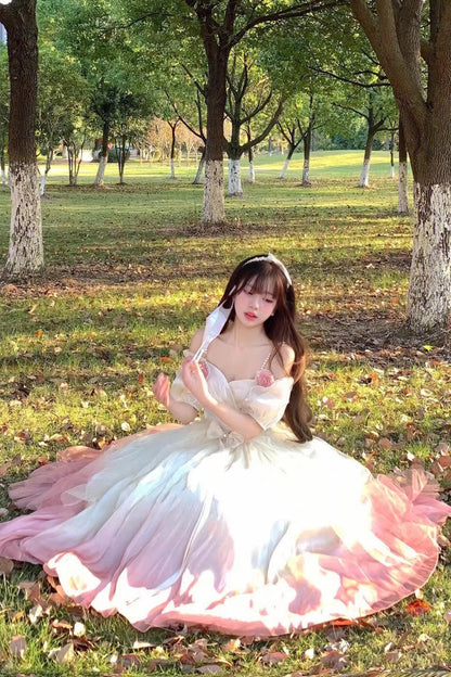 Sweet Lolita JSK - Gradient Pink Gorgeous, Pink, Bow Detail - Kawaii Layering Dress - additional product view 4