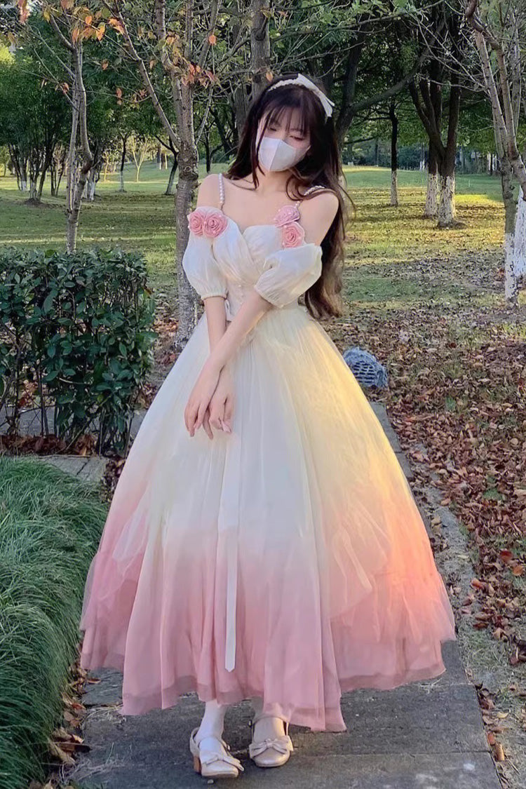 Sweet Lolita JSK - Gradient Pink Gorgeous, Pink, Bow Detail - Kawaii Layering Dress - main product image