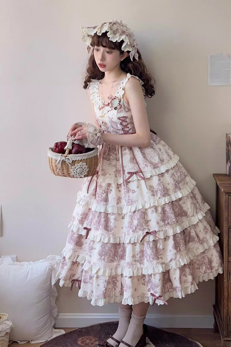 Sweet Lolita JSK - Grape Moon Almanac, Purple, Bow Detail, Lace Trim, Ruffled - additional product view 3