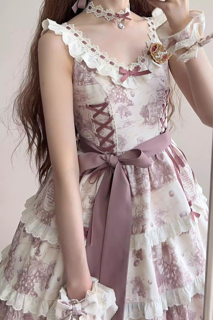 Sweet Lolita JSK - Grape Moon Almanac, Purple, Bow Detail, Lace Trim, Ruffled - additional product view 4