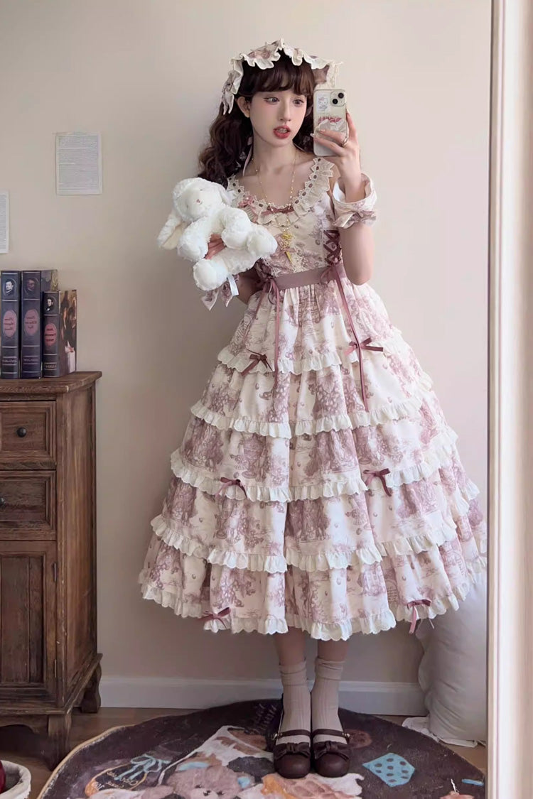 Sweet Lolita JSK - Grape Moon Almanac, Purple, Bow Detail, Lace Trim, Ruffled - additional product view 6