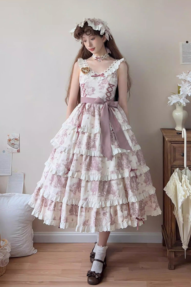 Sweet Lolita JSK - Grape Moon Almanac, Purple, Bow Detail, Lace Trim, Ruffled - main product image