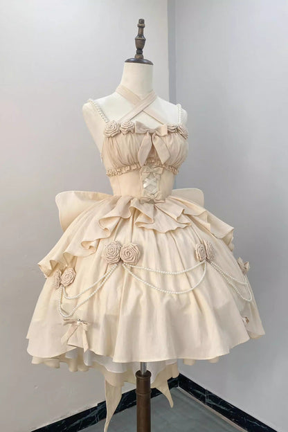 Sweet Lolita JSK - Hanayome Hollow, Ivory, Bow Detail - Tea Party Jumper Dress - additional product view 2