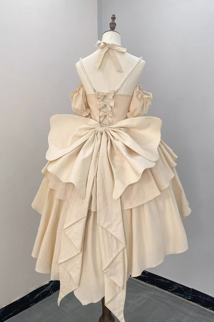 Sweet Lolita JSK - Hanayome Hollow, Ivory, Bow Detail - Tea Party Jumper Dress - additional product view 3