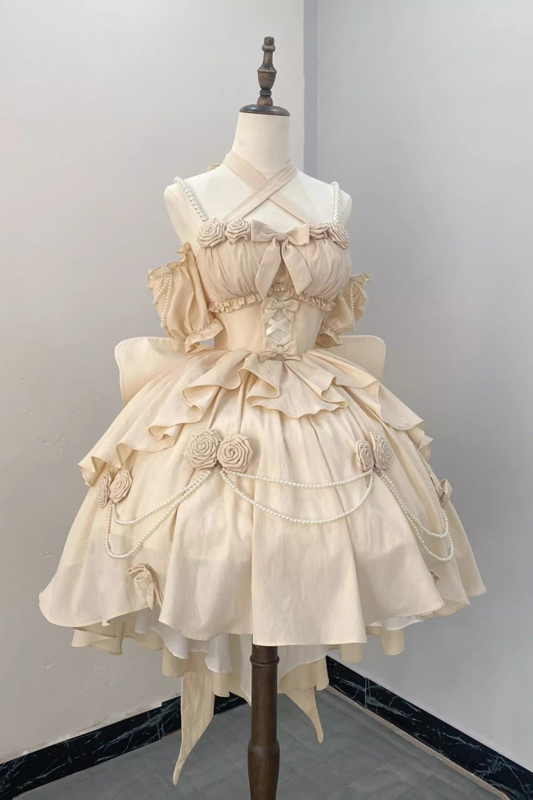 Sweet Lolita JSK - Hanayome Hollow, Ivory, Bow Detail - Tea Party Jumper Dress - main product image