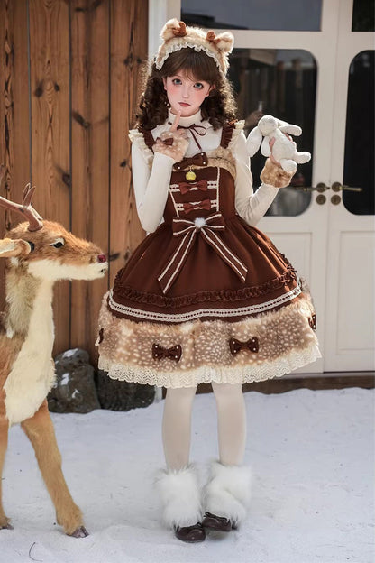 Sweet Lolita JSK - Hazelnut Moose, Brown, Bow Detail, Ruffled - additional product view 2