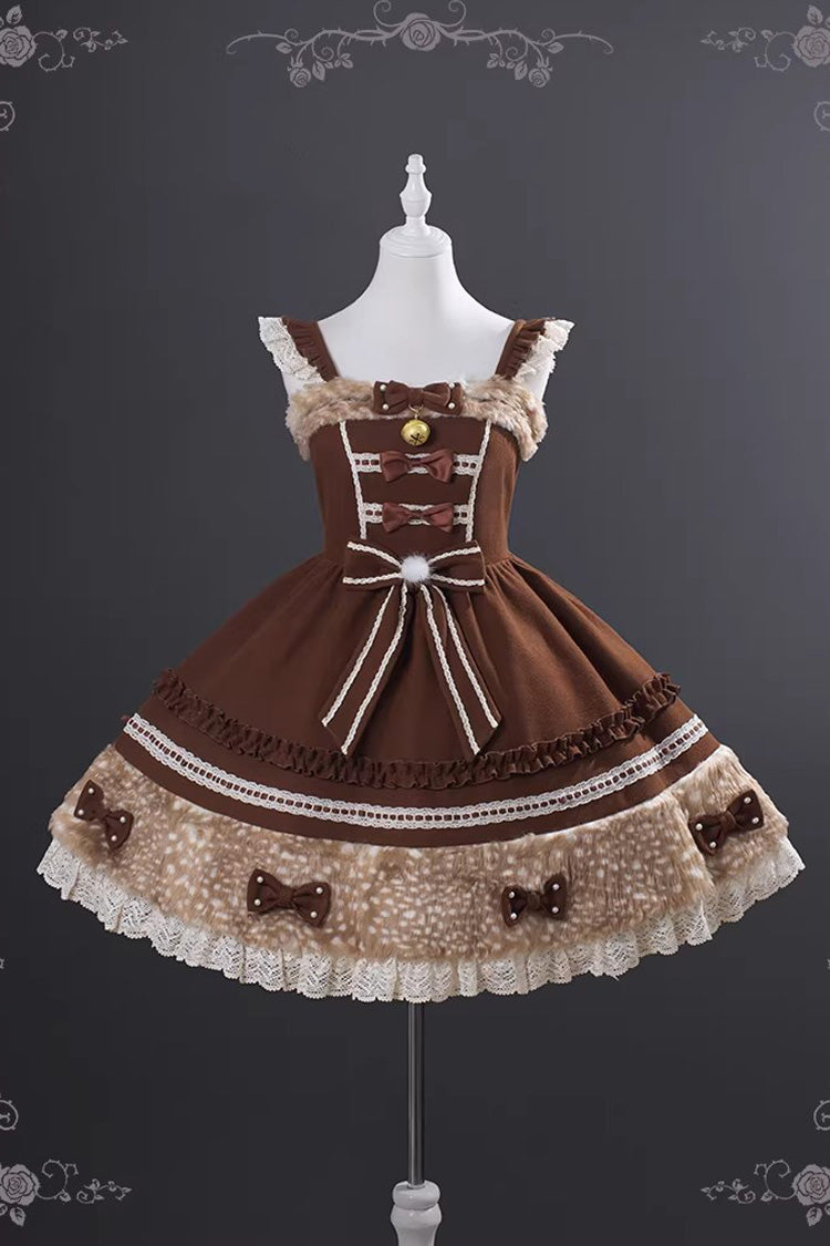 Sweet Lolita JSK - Hazelnut Moose, Brown, Bow Detail, Ruffled - additional product view 3