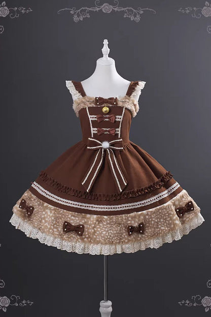 Sweet Lolita JSK - Hazelnut Moose, Brown, Bow Detail, Ruffled - additional product view 3