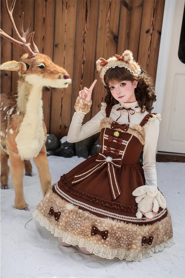 Sweet Lolita JSK - Hazelnut Moose, Brown, Bow Detail, Ruffled - additional product view 4