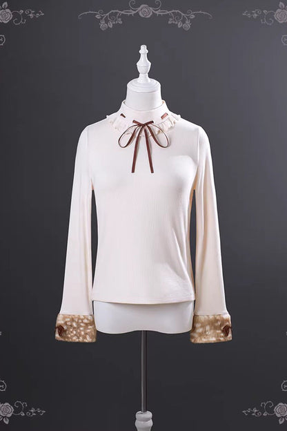 Sweet Lolita JSK - Hazelnut Moose, Brown, Bow Detail, Ruffled - S Top / M Top / L Top option