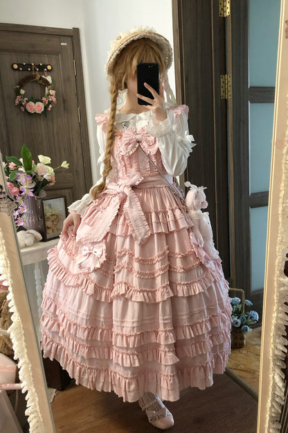 Sweet Lolita JSK - Heart In Love, Pink, Bow Detail, Ruffled, Layered - additional product view 2