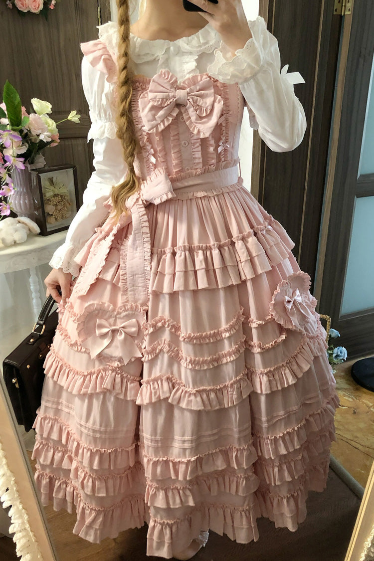 Sweet Lolita JSK - Heart In Love, Pink, Bow Detail, Ruffled, Layered - additional product view 3