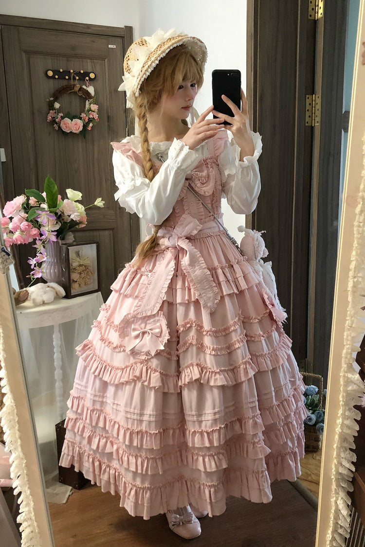 Sweet Lolita JSK - Heart In Love, Pink, Bow Detail, Ruffled, Layered - additional product view 7