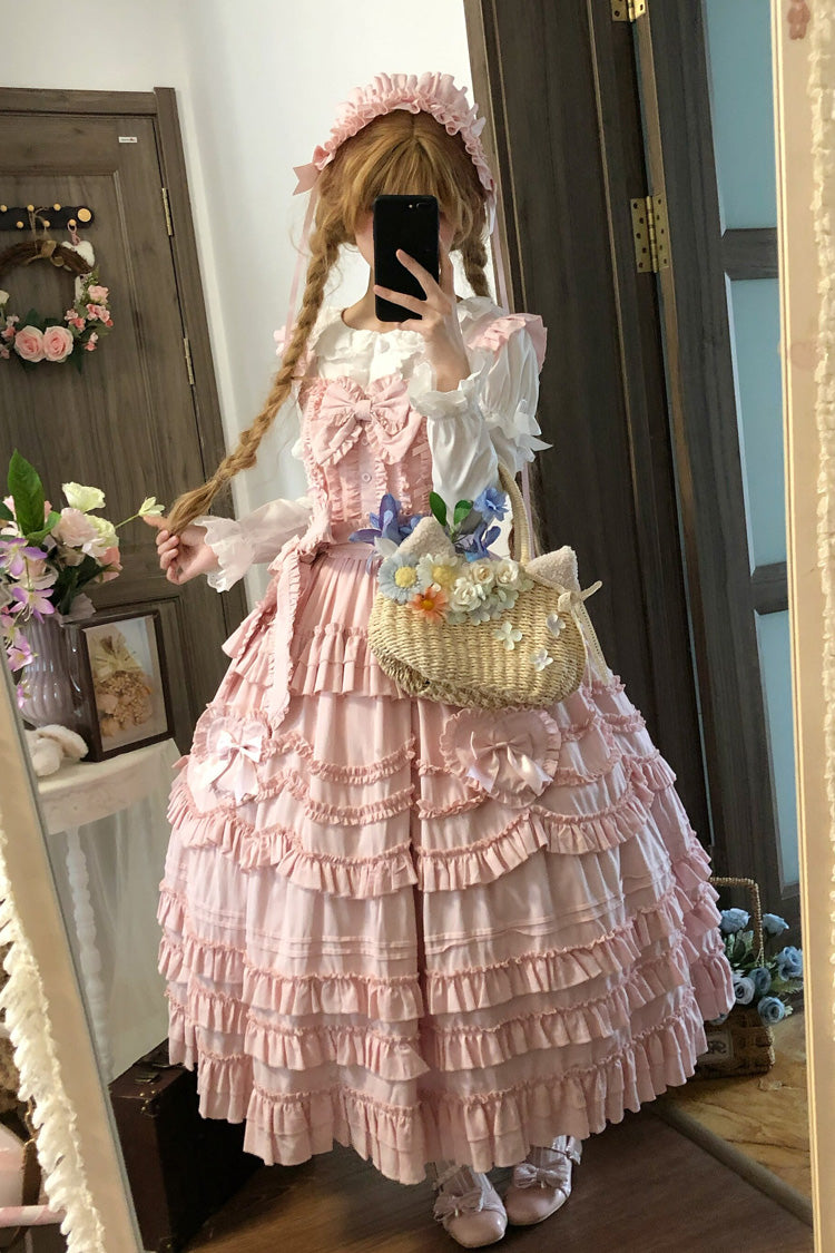 Sweet Lolita JSK - Heart In Love, Pink, Bow Detail, Ruffled, Layered - additional product view 8