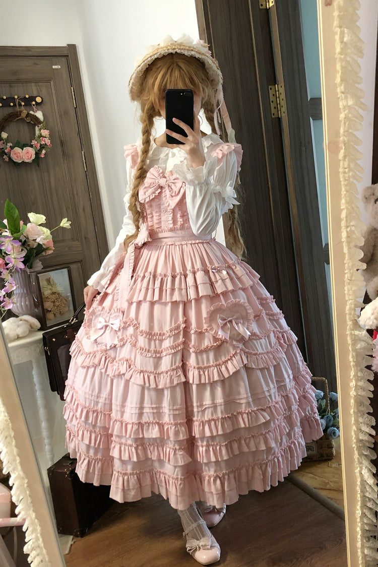 Sweet Lolita JSK - Heart In Love, Pink, Bow Detail, Ruffled, Layered - main product image