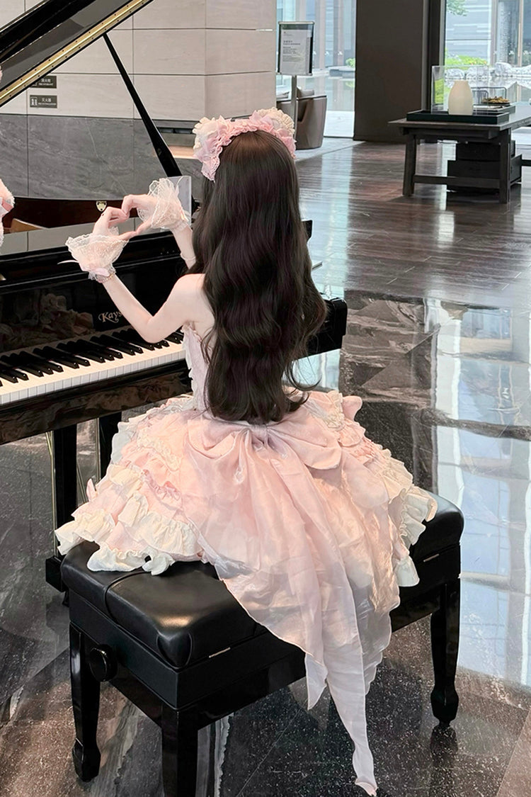 Sweet Lolita JSK - Heart Of Butterfly, Pink, Bow Detail, Ruffled, Embroidered - additional product view 4